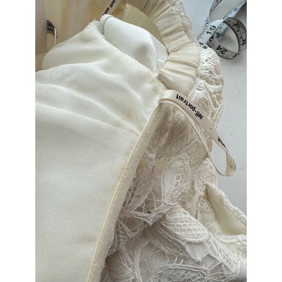 Self-Portrait Womens Off Shoulder Bridal Gown Size 2 Chiffon Lace White Wedding - Picture 11 of 16